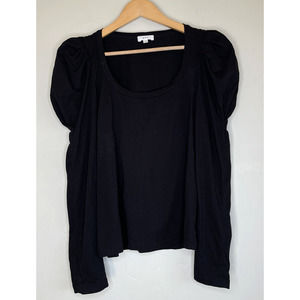 ALC  XS Karlie Top Solid Black Puff Shoulder Long Sleeve Shirt